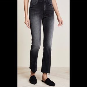 Mother The Hustler Ankle Fray Jeans Black size 26